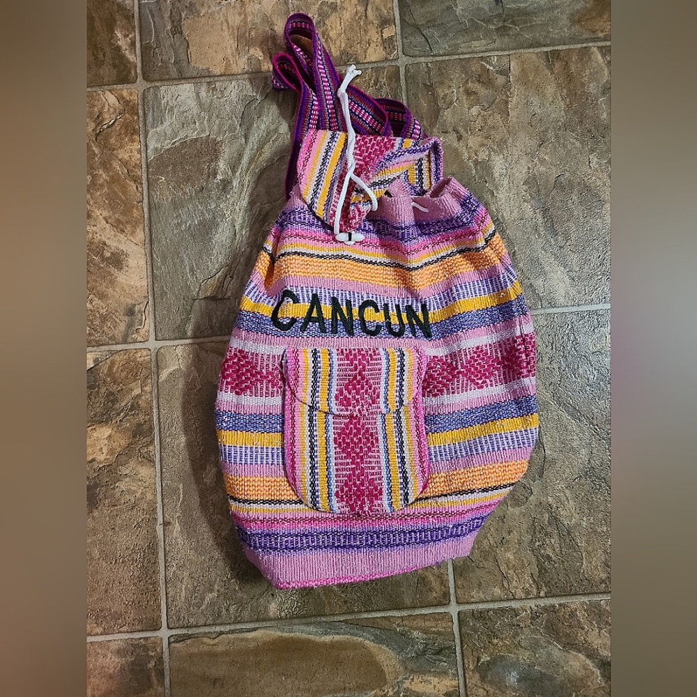 Colorful Cancun Striped Canvas Backpack